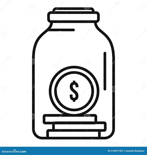 Compensaci N Jar Moneda Icono Esquema Estilo Ilustraci N Del Vector