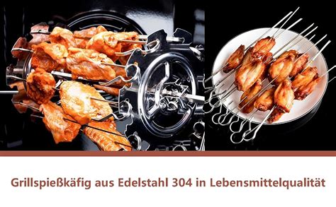 Hayaww BBQ Grill Rotisserie Edelstahlgrill Rondell Rotisserie Korb Aus