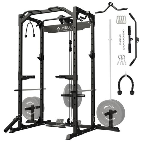 Mikolo Power Rack Cage LAT Pulldown 1200LBS Capacity Multi