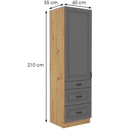 Stilo 3s 1f Kuhinjski Element 1 Vrata 3 Fioke 60x57x210cm Tamno Siva