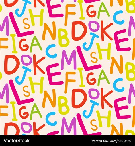 Colorful Hand Drawn Alphabet Seamless Pattern Vector Image