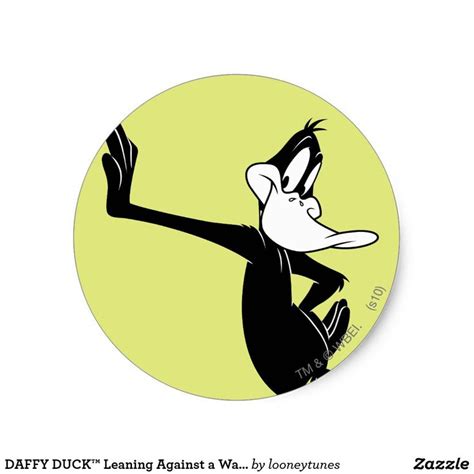 Daffy Duck™ Leaning Against A Wall Classic Round Sticker Wall Classic