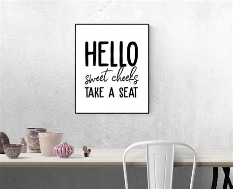 Bathroom Prints Hello Sweet Cheeks Take A Seat Print Toilet Etsy