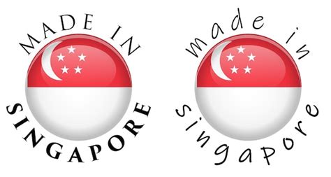 Simples Feito Em Sinal De Botão 3d De Singapura Texto Ao Redor Do