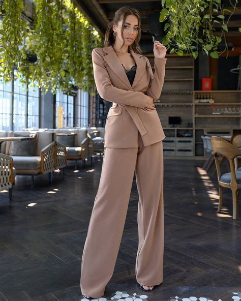 Light Brown Blazer Trouser Suit For Women Business Women Etsy Canada