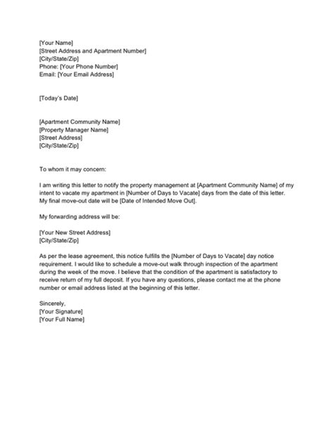 Professional Moving Out Notice Letter Template Word Example Tacitproject