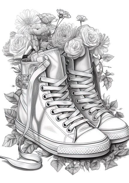 Premium Ai Image A Drawing Of A Shoe With A Flower In It