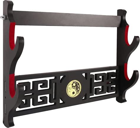 Sword Holder Katana Wall Mount 1 Tier Tai Chi Icon Velvet Padded