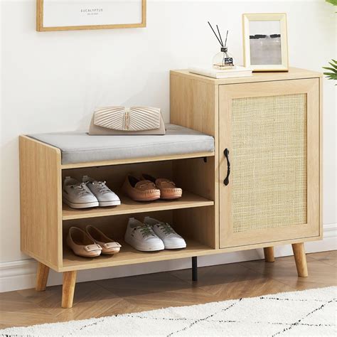 Amazon Gaomon In Natural Rattan Shoe Storage Bench With