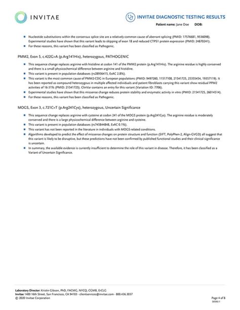 Invitae SR393 Invitae Sample Report Primary Immunodeficiency Panel