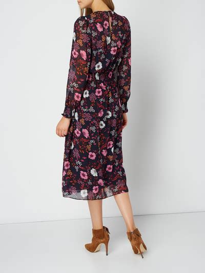 Jake S Collection Kleid Aus Chiffon Mit Floralem Muster Marine Online