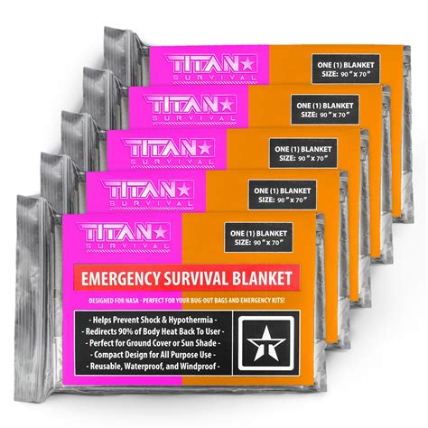 Xl Mylar Survival Blankets 5 Pack Titan Survival