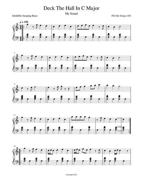 Deck The Hall In C Major Sheet Music For Piano Solo