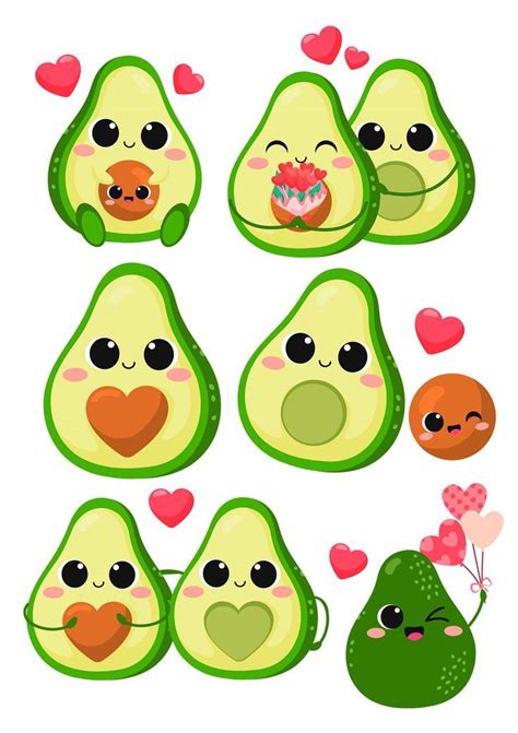 Happy Cute Smiling Avocado Couple In Love Vector Image On Vectorstock Artofit