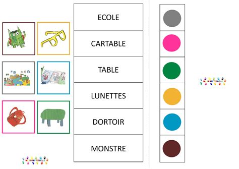 Le Monstre Des Couleurs Va L Cole Carta Pinces Sur Le Vocabulaire