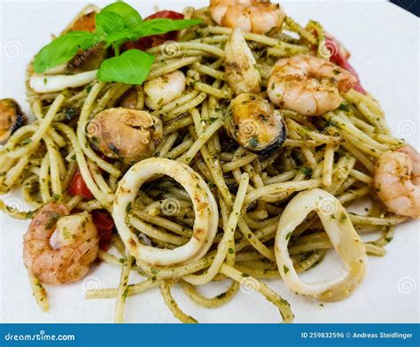 Mixed seafood pasta stock photo. Image of gourmet, noodle - 259832596