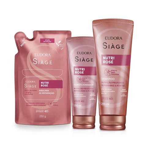 Combo Siàge Nutri Rosé Shampoo 250ml Refil Máscara Capilar 250g