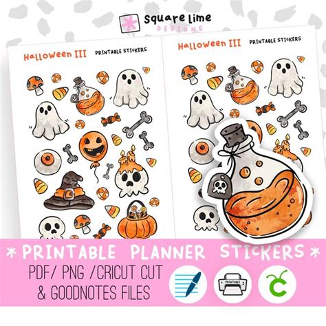 Halloween III Doodles Printable Stickers Digital Stickers - Etsy