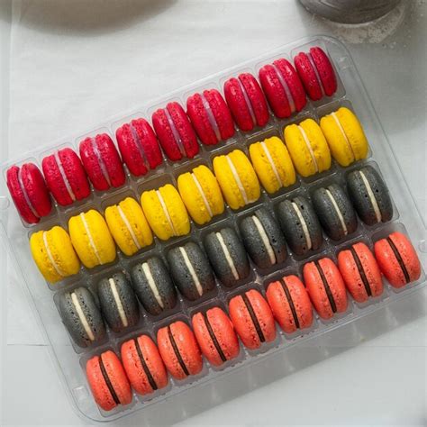 Premium Photo Various Colorful Macarons Or French Macaroons In A Row