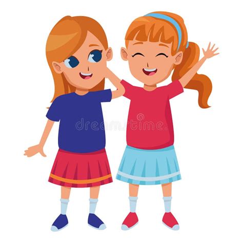 Kids Friends Playing And Smiling Cartoons Stock Vector Illustration