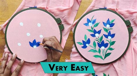 Easy Flower Painting Fabric Painting Tutorial Easy Fabric Painting Design Youtube