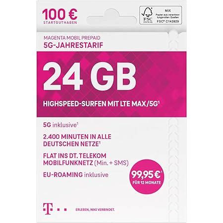 Telekom Magentamobil Prepaid L Sim Karte Ohne Vertragsbindung I Inkl