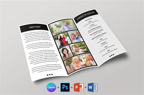 Trifold Funeral Program Template Funeral Program Template Etsy