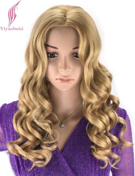 Yiyaobess Cm Long Wavy Wig Blonde Color Middle Part Heat Resistant