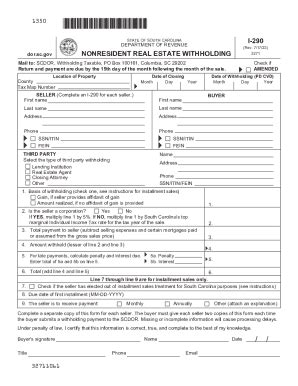 SC DoR I 290 2020 2024 Fill Out Tax Template Online Fill And Sign