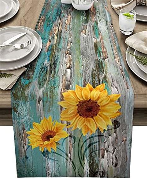 Sunflower Table Runner 108 Inches Long Farmhouse Dress Scarves Spring