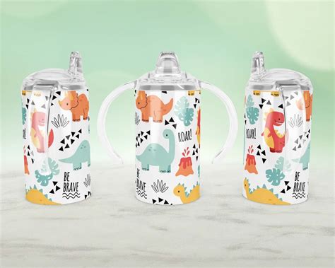 Cute Dinosaur Design Straight Sippy Cup Sublimation SEAMLESS Pattern