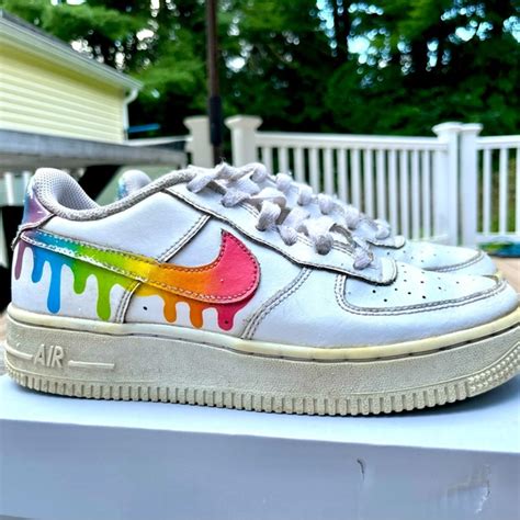 Nike Shoes Used Custom Nike Air Force Youth Drip Swoosh Poshmark