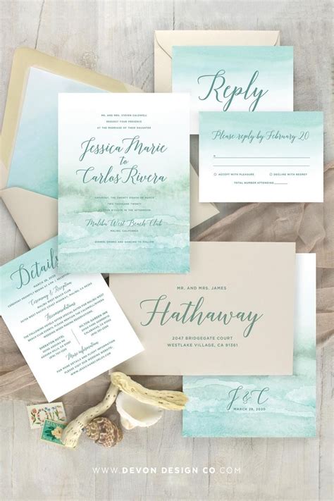 Beach Wedding Invitations Destination Wedding Invitations Etsy