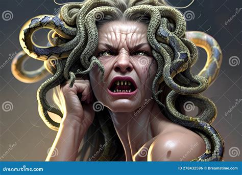 Medusa Is Angry In A White Background Stock Illustration ...