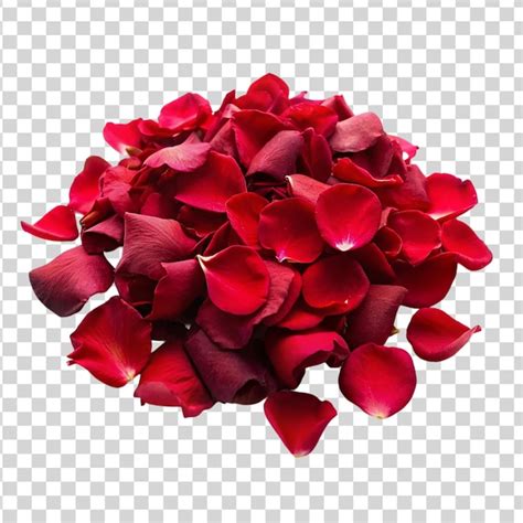 Premium Psd Pile Of Red Rose Petals Isolated On Transparent Background