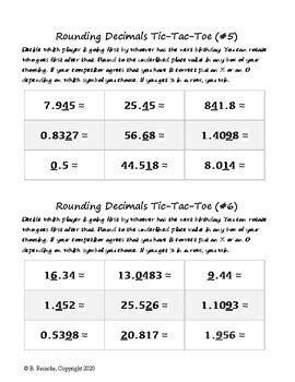 Rounding Decimals Tic Tac Toe By Reincke S Education Store Tpt