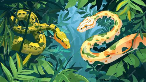 Premium Photo | Cartoon web banners featuring snakes in the wild In the ...