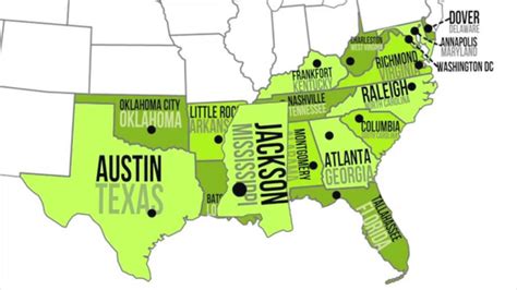 Southeast Region Map With States And Capitals - Printable Map