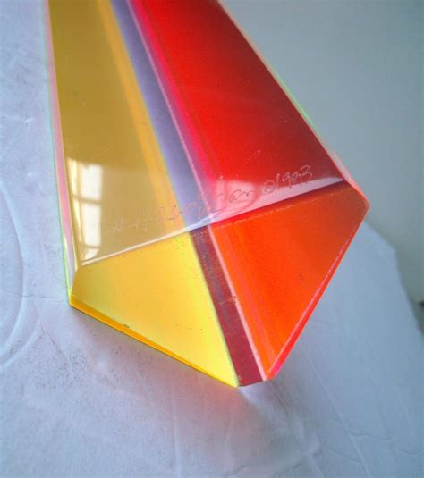 Velizar Mihich Vasa Acrylic Hexagonal Column Sculpture Signed Dated