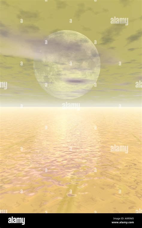 Moon setting over water Stock Photo - Alamy