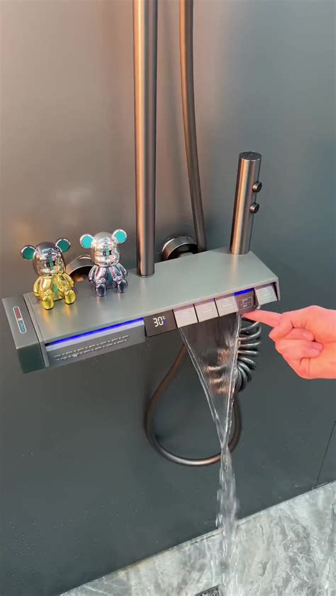 New Design Bathroom White Piano Key Thermostat Shower Head Faucet Luxury Piano Key Hot Cold