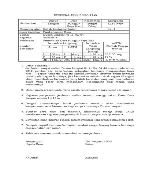 Proposal Teknis Kegiatan Contoh Pdf