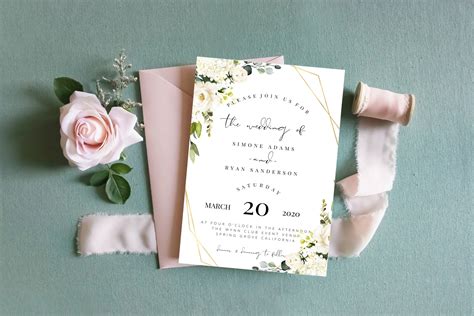 Wedding Invitation Floral Wedding Invitation Template - Etsy UK