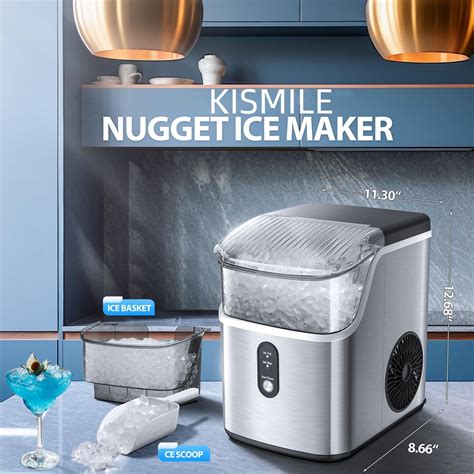 Kismile Nugget Countertop Ice Maker With Soft Chewable Pellet Ice Pebble Portable Ice Machine