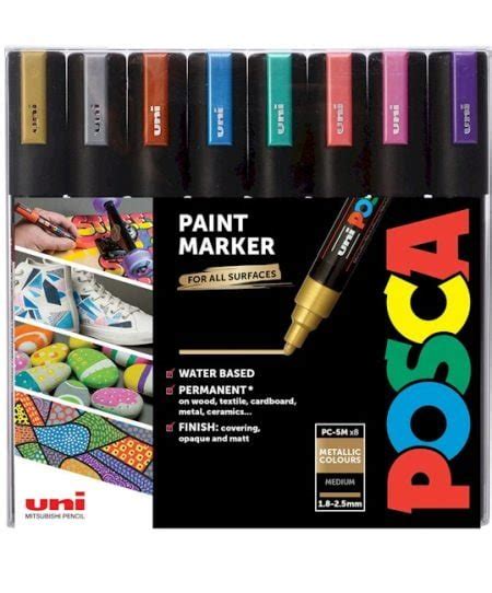 Posca Markers Metallic Colours 8 Pack Musgrave Art