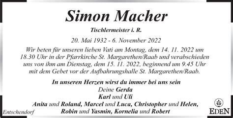 Traueranzeigen Von Simon Macher Trauer Kleinezeitung At