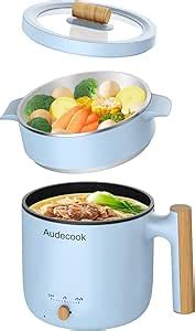 Audecook Hot Pot Electric With Steamer L Portable Mini Travel Cooker Multifunctional Non