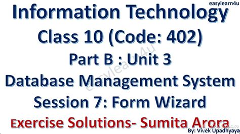 Class 10 Code 402 Database Session 7 Exercise Solutions Fully