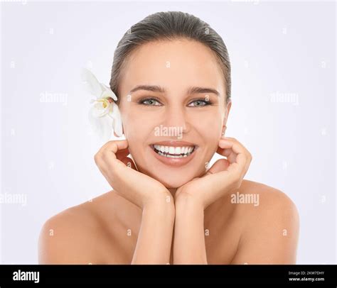 Perfecting Perfection Studio Beauty Shot Of An Attractive Brunette Woman Stock Photo Alamy