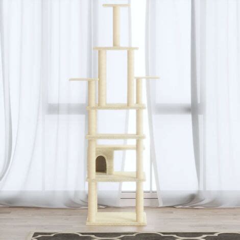 Albero Per Gatti Con Tiragraffi In Sisal Crema Cm